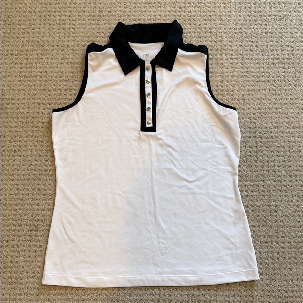 Tail Black and White Sleeveless Button golf tennis pickleball top small